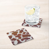 Koe Brown and White Print Kartonnen Onderzetters (Insitu)