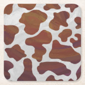 Koe Brown and White Print Kartonnen Onderzetters (Voorkant)
