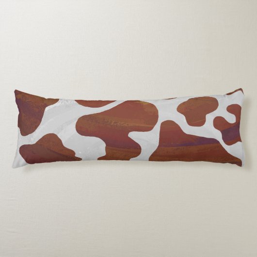 Koe Brown and White Print Lichaamskussen (Voorkant)