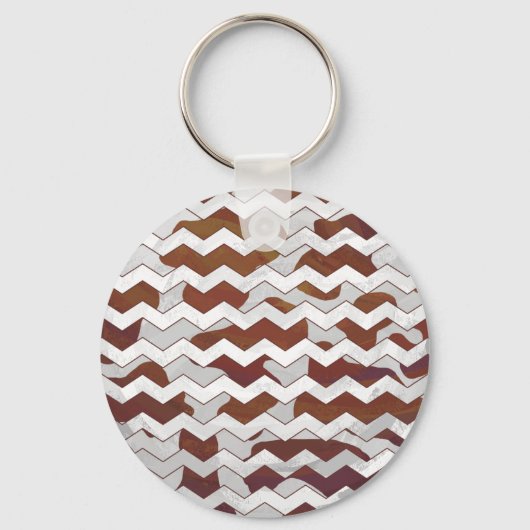 Koe Brown and White Print Sleutelhanger (Voorkant)