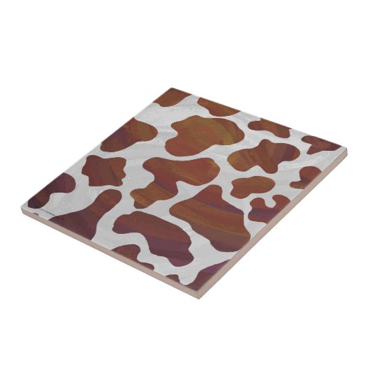 Koe Brown and White Print Tegeltje (Zijkant)