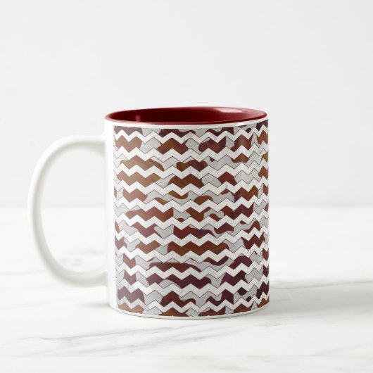 Koe Brown and White Print Tweekleurige Koffiemok (Links)