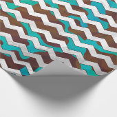 Koe Brown en Blauwgroen Chevron Cadeaupapier (Hoek)