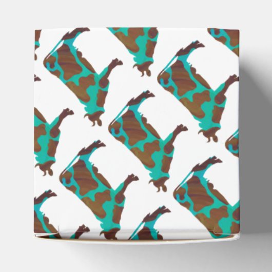 Koe Brown en Blauwgroen Silhouette Bedankdoosjes (Bovenkant)