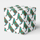 Koe Brown en Blauwgroen Silhouette Bedankdoosjes (Achterkant)