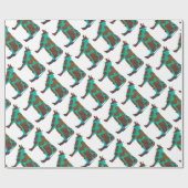 Koe Brown en Blauwgroen Silhouette Cadeaupapier (Vlak)