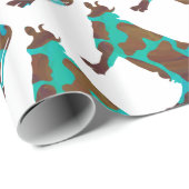 Koe Brown en Blauwgroen Silhouette Cadeaupapier (Rol Hoek)