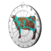 Koe Brown en Blauwgroen Silhouette Dartbord (Voorkant Rechts)
