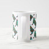 Koe Brown en Blauwgroen Silhouette Grote Koffiekop (Achterkant)