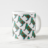 Koe Brown en Blauwgroen Silhouette Grote Koffiekop (Voorkant rechts)