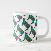 Koe Brown en Blauwgroen Silhouette Grote Koffiekop (Rechts)