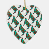 Koe Brown en Blauwgroen Silhouette Keramisch Ornament (Rechts)