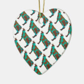 Koe Brown en Blauwgroen Silhouette Keramisch Ornament (Links)