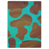 Koe Brown en Blauwgroen Silhouette Klembord (Achterkant)