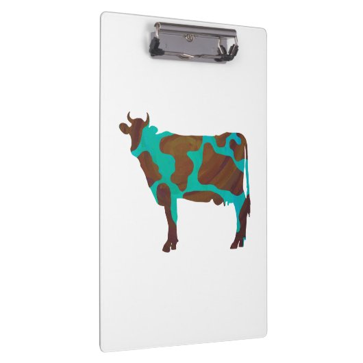 Koe Brown en Blauwgroen Silhouette Klembord (Rechts)