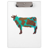 Koe Brown en Blauwgroen Silhouette Klembord (Voorkant)