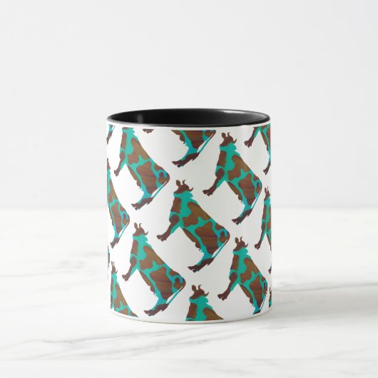 Koe Brown en Blauwgroen Silhouette Mok (Midden)