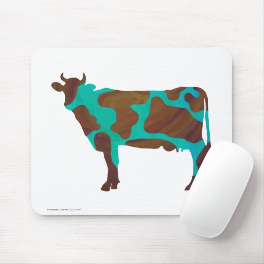 Koe Brown en Blauwgroen Silhouette Muismat (Met muis)