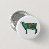 Koe Brown en Blauwgroen Silhouette Ronde Button 3,2 Cm (Voorkant /achterkant)