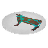 Koe Brown en Blauwgroen Silhouette Snijplank (Hoek)