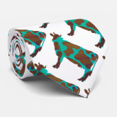 Koe Brown en Blauwgroen Silhouette Stropdas (Opgerold)