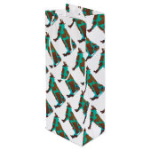 Koe Brown en Blauwgroen Silhouette Wijn Cadeautas (Achterkant Gekanteld)