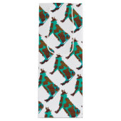 Koe Brown en Blauwgroen Silhouette Wijn Cadeautas (Voorkant)
