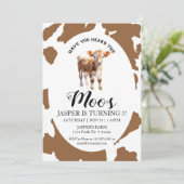 Koe Brown Print Verjaardag Heb je de Moos gehoord Kaart (Staand voorkant)