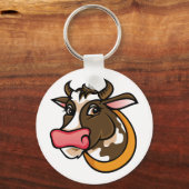 Koe bruin Boerderij Sleutelhanger (Voorkant)