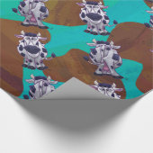 Koe bruin en Blauwgroen afdrukken Cadeaupapier (Hoek)