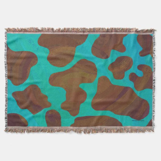 Koe bruin en Blauwgroen afdrukken Deken (Voorkant)
