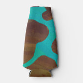 Koe bruin en Blauwgroen afdrukken Flesjeskoeler (Voorkant)