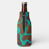 Koe bruin en Blauwgroen afdrukken Flesjeskoeler (Fles Achterkant)