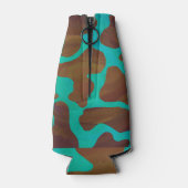Koe bruin en Blauwgroen afdrukken Flesjeskoeler (Achterkant)