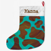 Koe bruin en Blauwgroen afdrukken Grote Kerstsok (Achterkant)