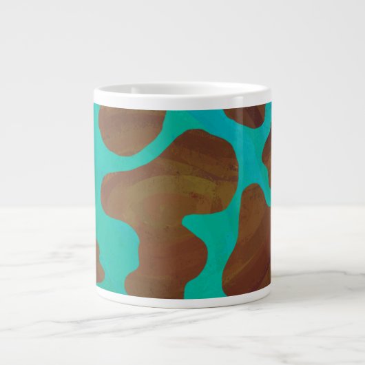 Koe bruin en Blauwgroen afdrukken Grote Koffiekop (Voorkant)