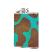 Koe bruin en Blauwgroen afdrukken Heupfles (Links)