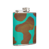 Koe bruin en Blauwgroen afdrukken Heupfles (Rechts)