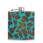 Koe bruin en Blauwgroen afdrukken Heupfles (Voorkant)