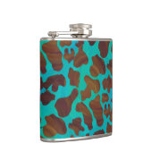 Koe bruin en Blauwgroen afdrukken Heupfles (Rechts)