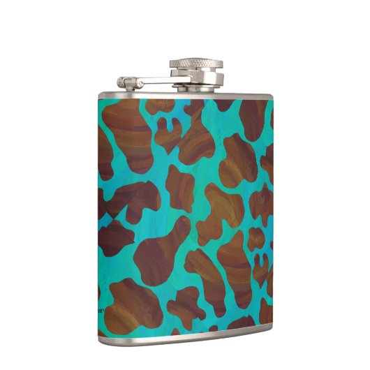 Koe bruin en Blauwgroen afdrukken Heupfles (Rechts)