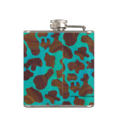 Koe bruin en Blauwgroen afdrukken Heupfles (Achterkant)