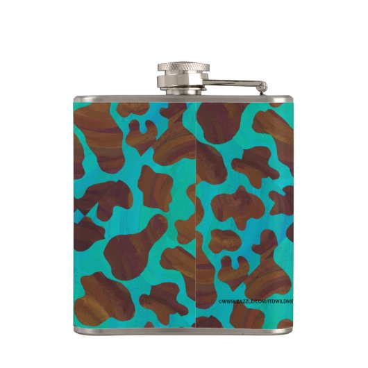 Koe bruin en Blauwgroen afdrukken Heupfles (Achterkant)