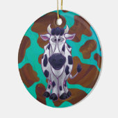 Koe bruin en Blauwgroen afdrukken Keramisch Ornament (Links)