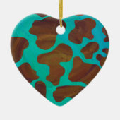 Koe bruin en Blauwgroen afdrukken Keramisch Ornament (Voorkant)