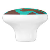 Koe bruin en Blauwgroen afdrukken Keramische Knop (Zijkant)