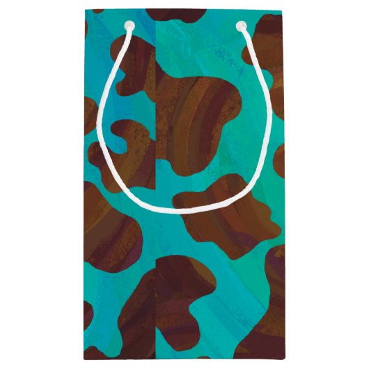 Koe bruin en Blauwgroen afdrukken Klein Cadeauzakje (Achterkant)