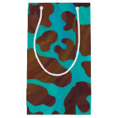 Koe bruin en Blauwgroen afdrukken Klein Cadeauzakje (Voorkant)