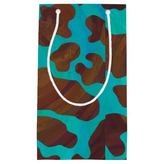 Koe bruin en Blauwgroen afdrukken Klein Cadeauzakje (Voorkant)