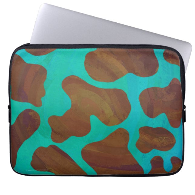 Koe bruin en Blauwgroen afdrukken Laptop Sleeve (Voorkant)